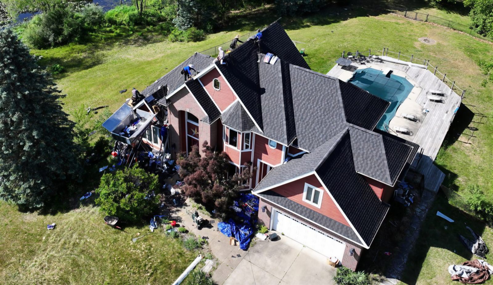 Port City Exteriors aerial roof project