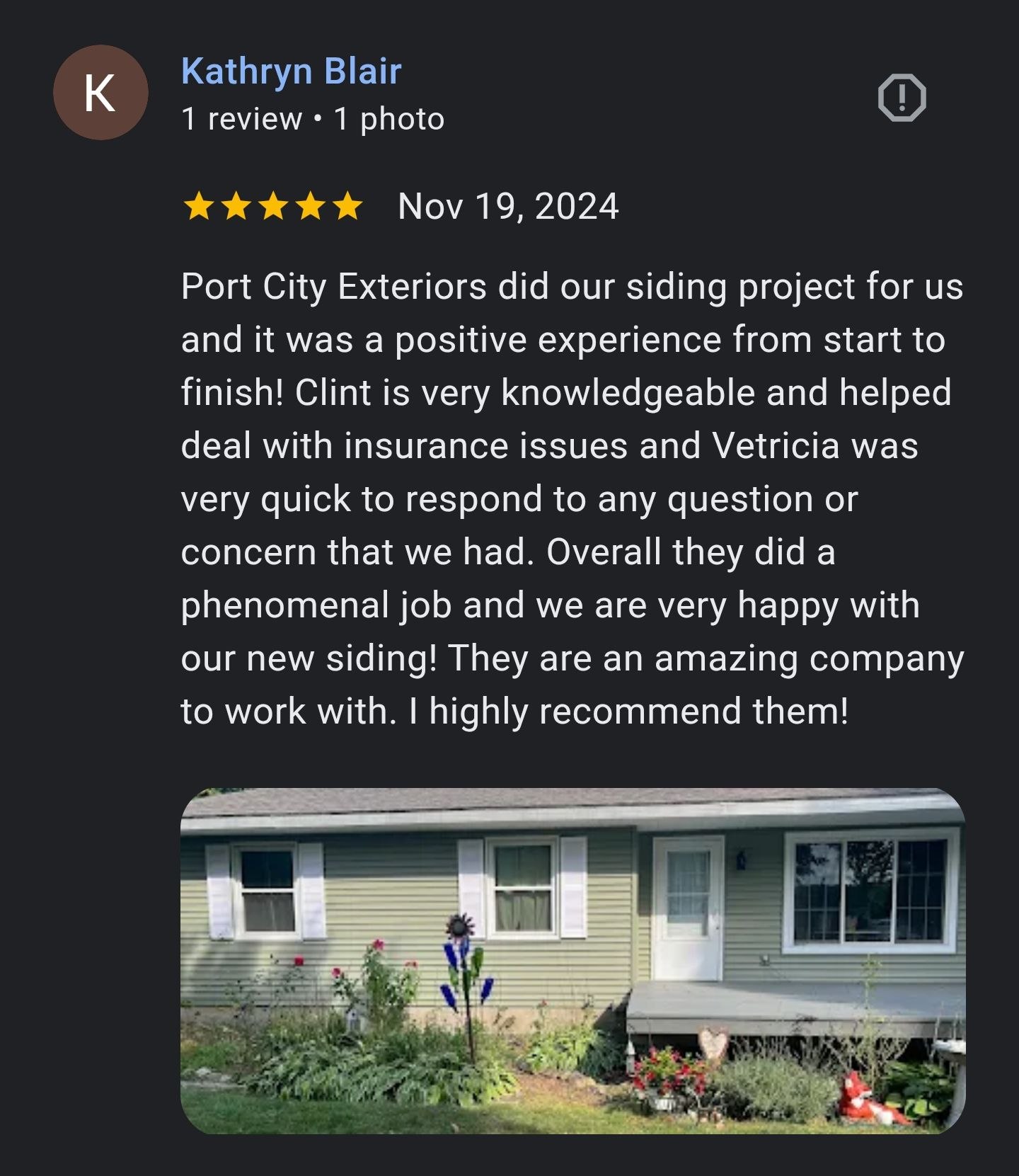 Google review from Kathryn Blair